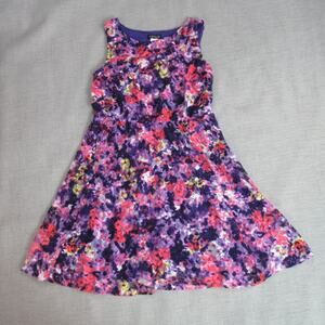 Venus Dress Womens Medium Purple Floral Mesh Fit & Flare Flirty Hipster Work